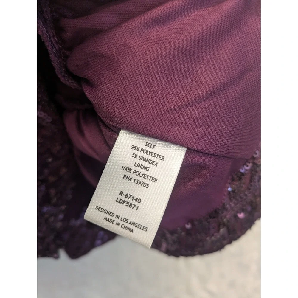 Emerald Sundae Purple Sequin Strappy Ruffle Hem Party Dress‎ Women's XS